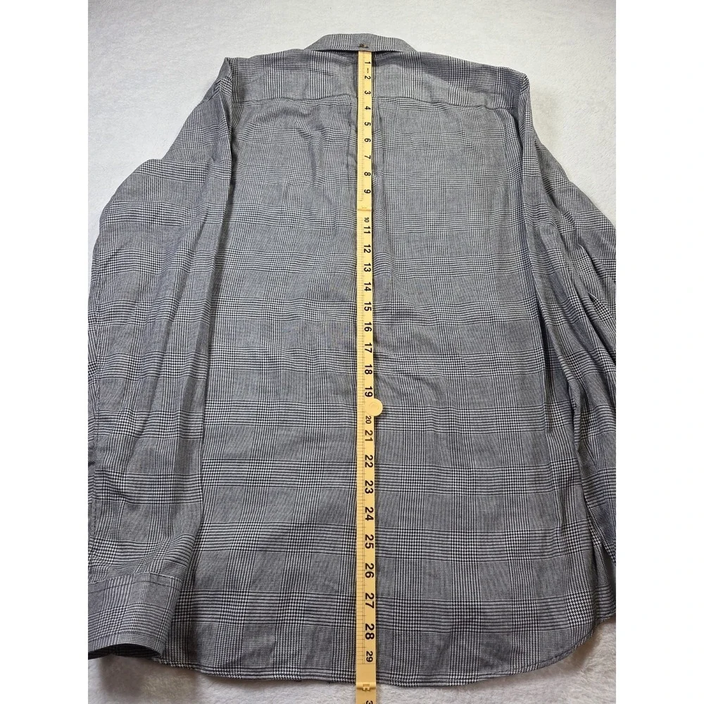 J.Crew Brushed Twill Glen Plaid Button Down Shirt Mens Medium Gray Cotton - Picture 7 of 9